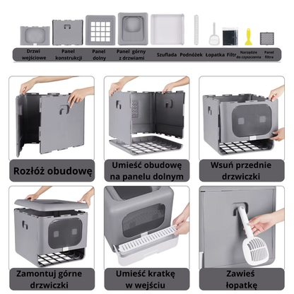 Składana Kuweta dla Kota z Szufladą i Łopatką