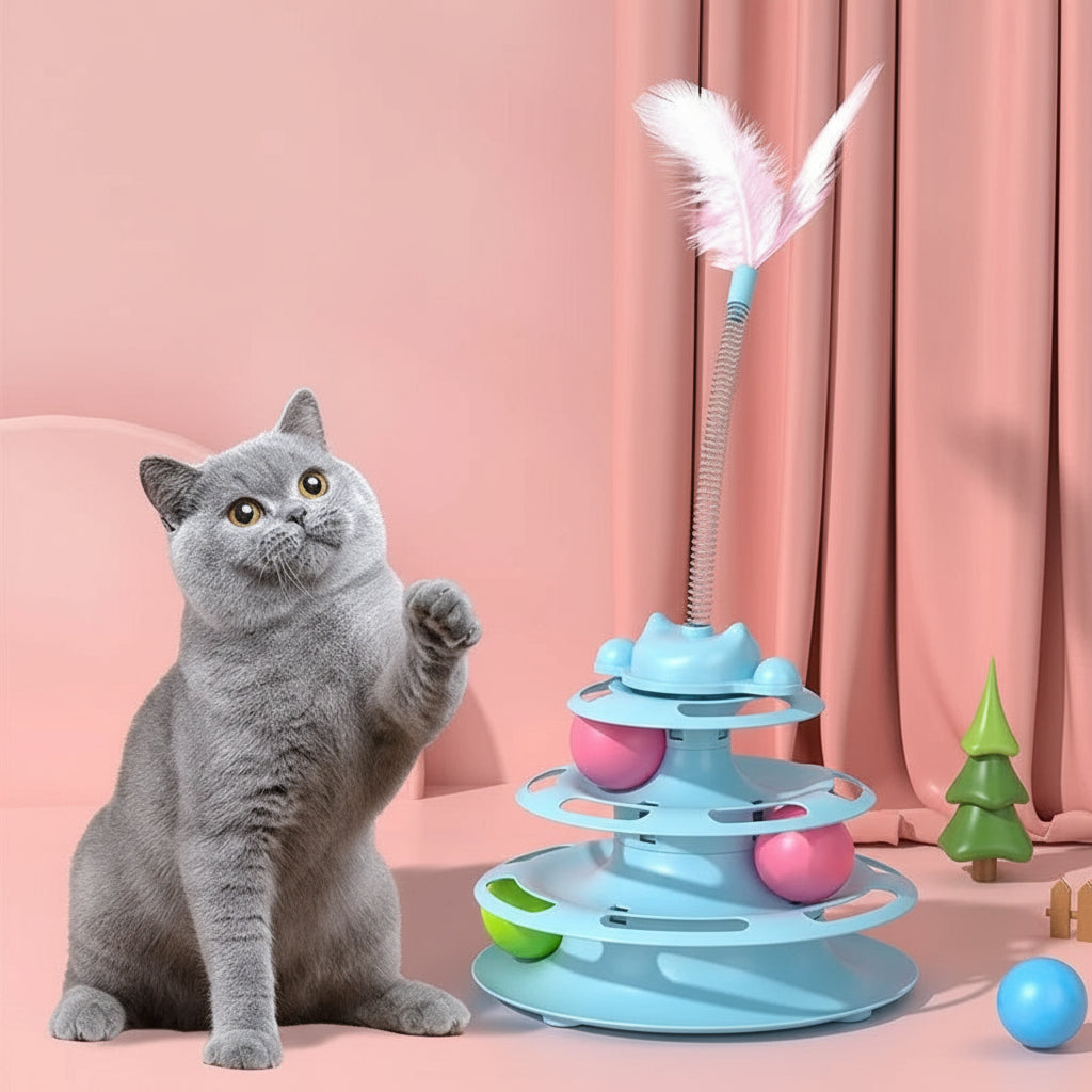 Interaktywna zabawka dla kota z piłkami