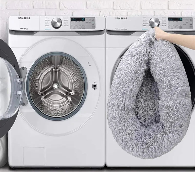 Okrągłe legowisko z długim włosiem dla psa