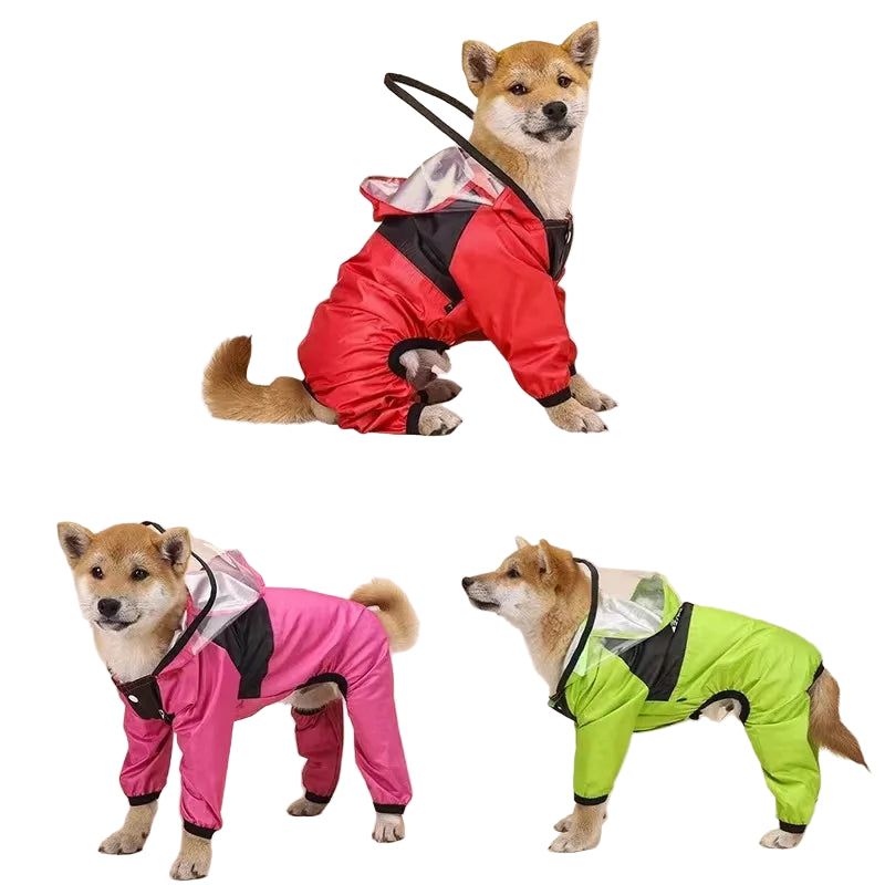 Płaszcz przeciwdeszczowy dla psa – wodoodporna kurtka z kapturem dla psów